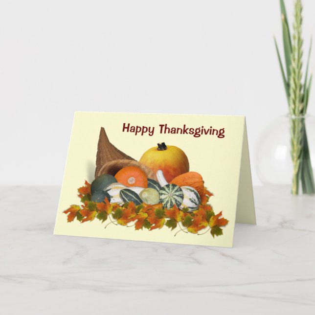 Cornucopia with Fall Gourds Holiday Card (Front)
