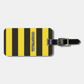 Cornwall Black and Gold Hoops Luggage Tag