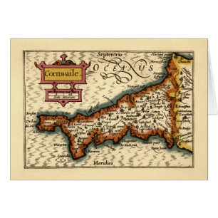 Cornwall, Cornwaile County England Antiquarian Map