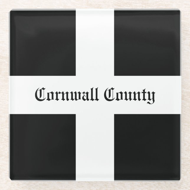 Cornwall County Flag Glass Coaster (Front)