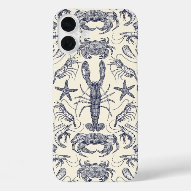 cornwall crustaceans damask blue pearl  Case-Mate iPhone case (Back)
