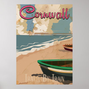 Cornwall, England vintage travel poster