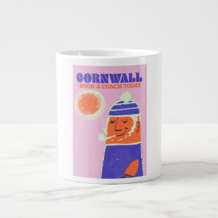 Cornwall fisherman vintage "take a coach" poster large coffee mug