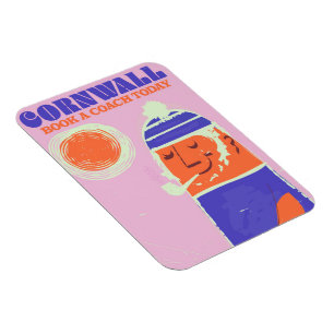 Cornwall fisherman vintage "take a coach" poster magnet