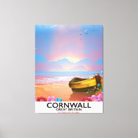 Cornwall fishing boat vintage travel poster