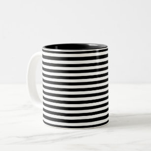 Cornwall flag stripes black white line pattern sym Two-Tone coffee mug