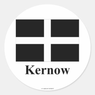 Cornwall Flag with Name in Cornish Classic Round Sticker