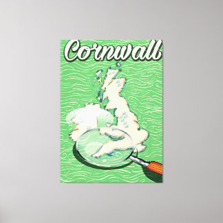 cornwall map vintage travel poster canvas print