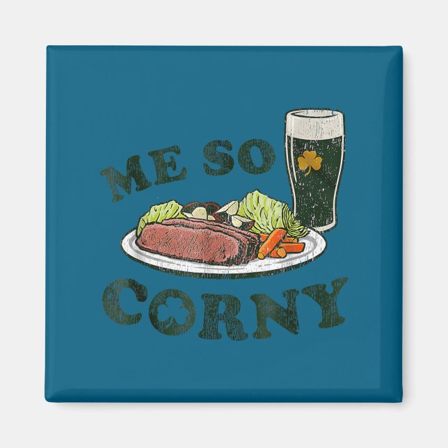 Corny beer corned beef and cabbage st patrick's magnet (Front)