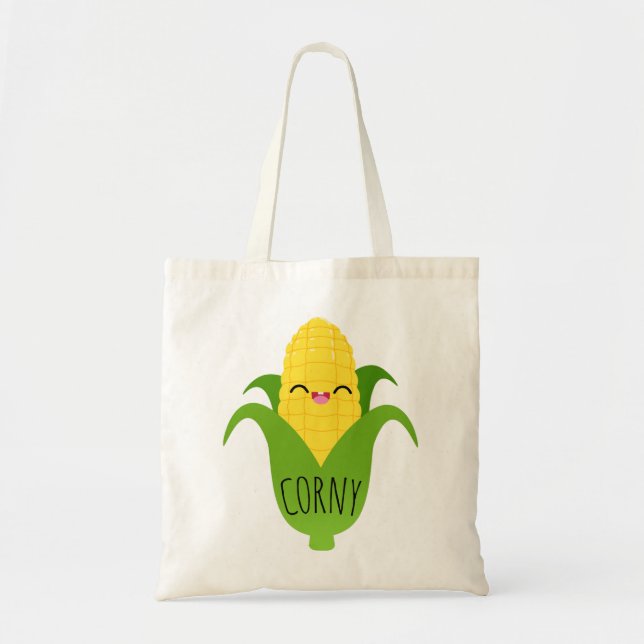 Corny Cute Corn on the Cob Foodie Tote Bag (Front)