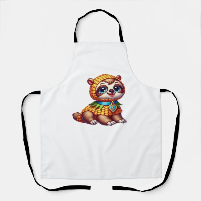 Corny Cuteness Halloween’s Sweetest Sloth Oversize Apron (Front)