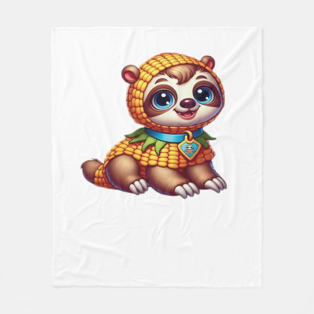 Corny Cuteness Halloween’s Sweetest Sloth Oversize Fleece Blanket (Front)