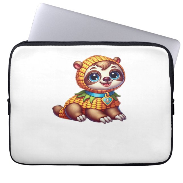 Corny Cuteness Halloween’s Sweetest Sloth Oversize Laptop Sleeve (Front)
