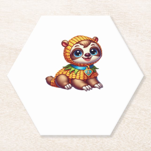 Corny Cuteness Halloween�s Sweetest Sloth Oversize Paper Coaster (Front)