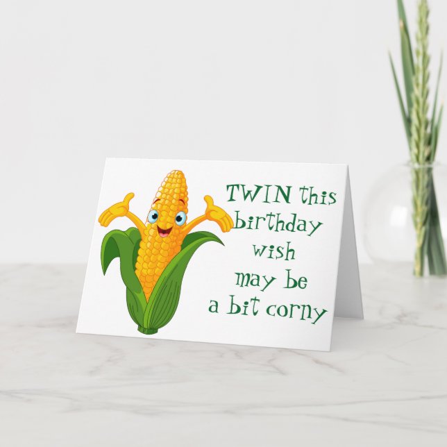 ***CORNY*** WISH FOR ****TWIN'S BIRTHDAY**** CARD (Front)