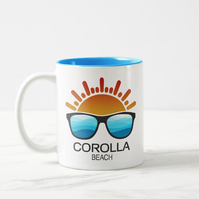 Corolla Beach North Carolina Sunglasses Two-Tone Coffee Mug (Left)