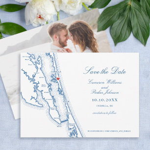Corolla NC Map Elegant Navy Blue Wedding Save The Date