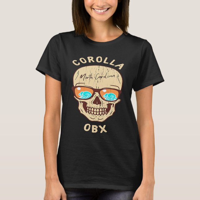 Corolla NC Summertime Vacationing Skull Sunglasses T-Shirt (Front)