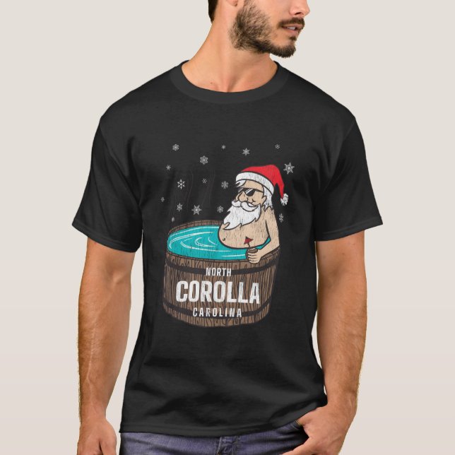 Corolla Nc Vacationing Santa Hot Tub T-Shirt (Front)