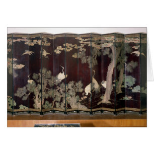 Coromandel screen depicting cranes