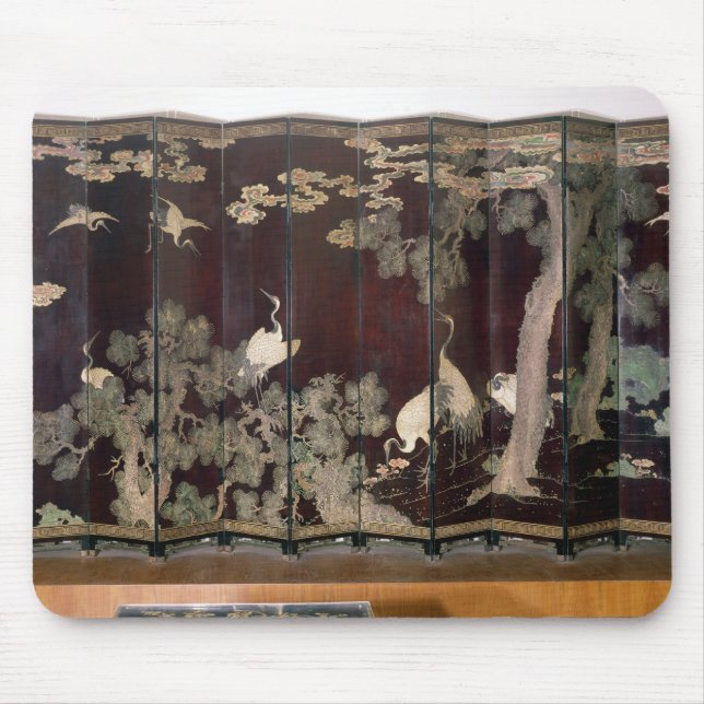 Coromandel screen depicting cranes mouse mat (Front)