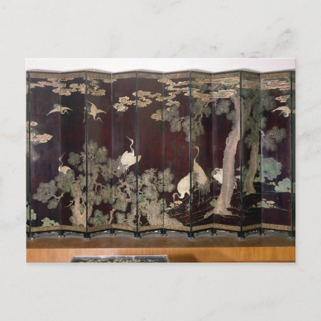 Coromandel screen depicting cranes postcard (Front)