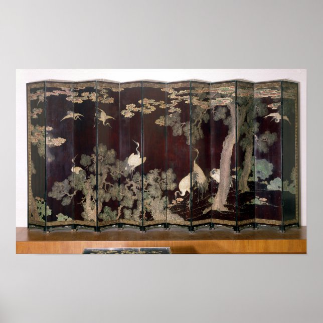 Coromandel screen depicting cranes poster (Front)