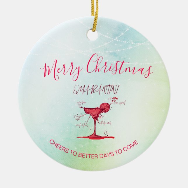 Corona Christmas Holiday Green Quarantini Martini Ceramic Tree Decoration (Front)