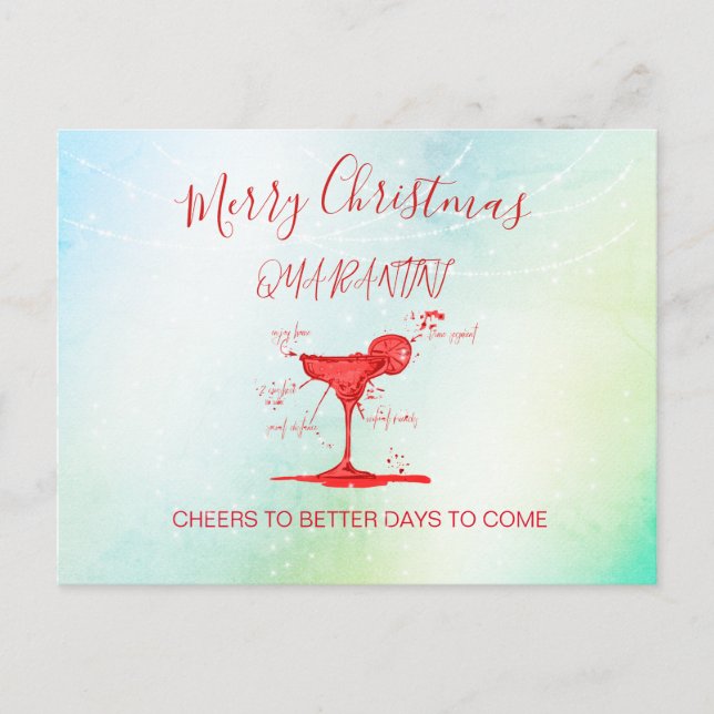 Corona Christmas Holiday Green Quarantini Martini Postcard (Front)