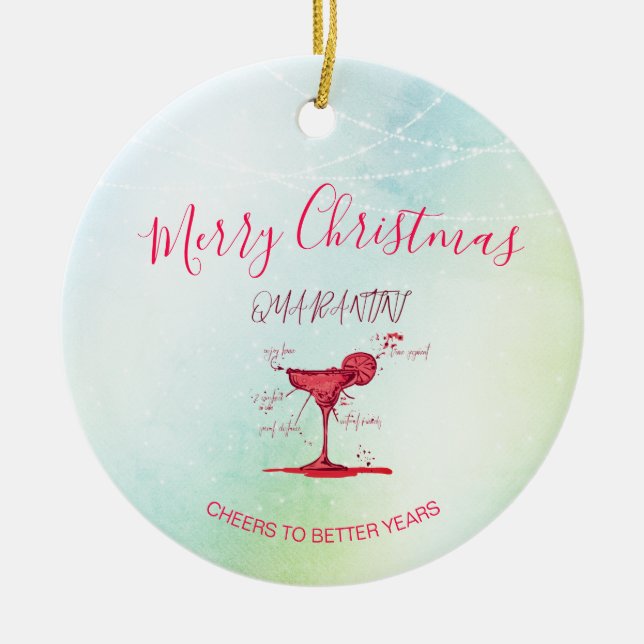 Corona Christmas Holiday Quarantini Martini Green Ceramic Tree Decoration (Front)