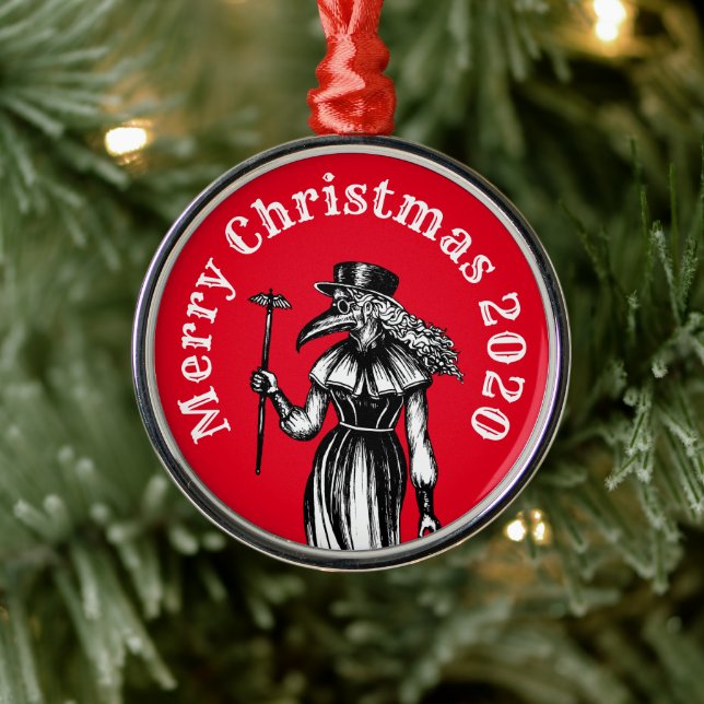 Corona Christmas Plague Doctor Metal Tree Decoration (Tree)