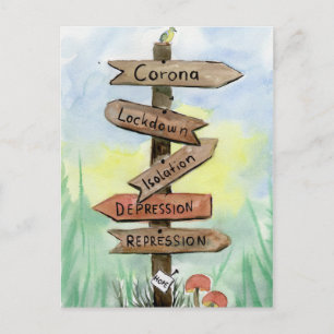 Corona Signpost Watercolor Postcard