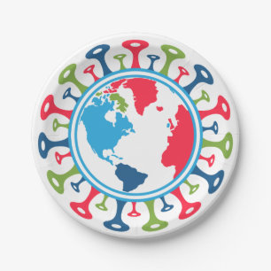 Corona Virus Pandemic World Paper Plate