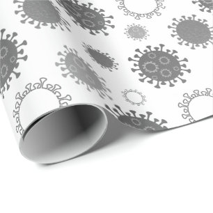 Corona Virus Pattern COVID-19 Silver Grey Wrapping Paper