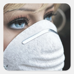 Corona Virus Protective Mask Square Sticker
