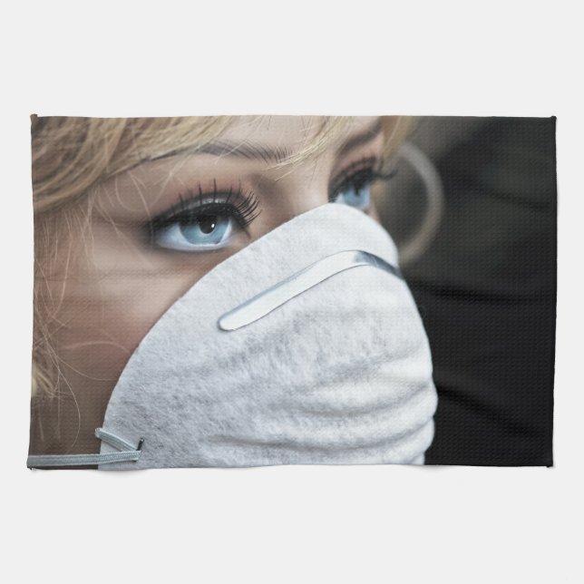 Corona Virus Protective Mask Tea Towel (Horizontal)