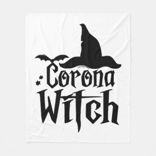 Corona Witch Halloween , Funny Halloween , Fleece Blanket