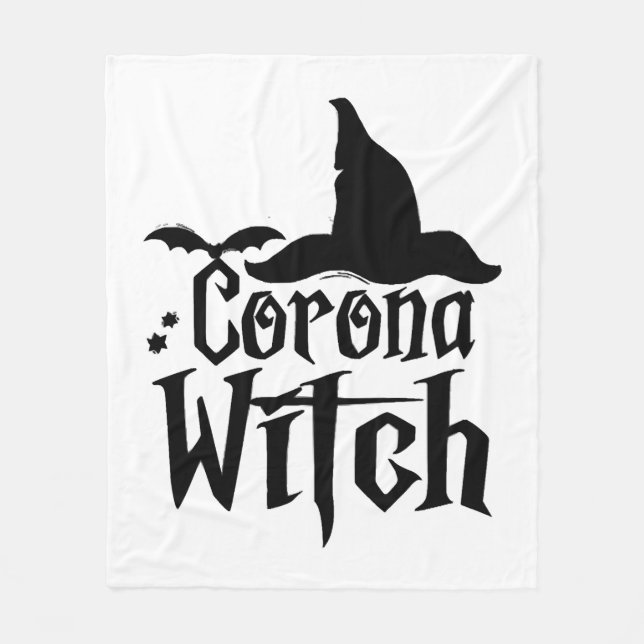 Corona Witch Halloween , Funny Halloween , Fleece Blanket (Front)