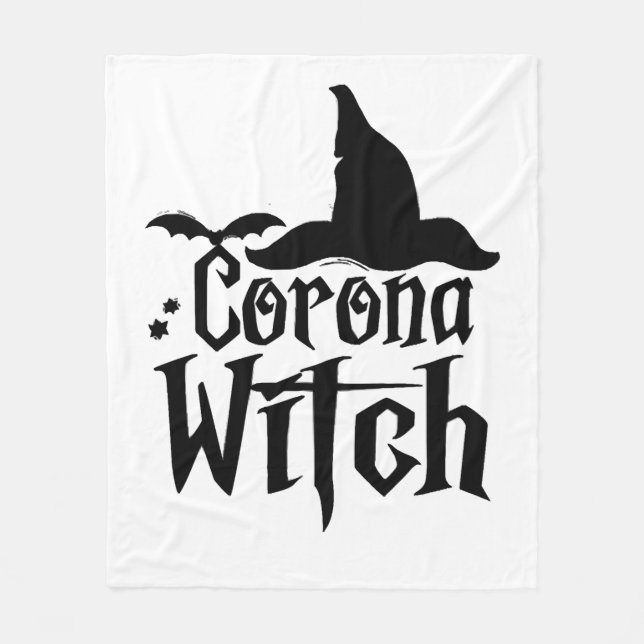 Corona Witch Halloween , Funny Halloween , Fleece Blanket (Front)