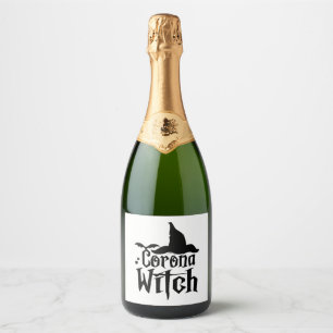Corona Witch Halloween , Funny Halloween , Sparkling Wine Label