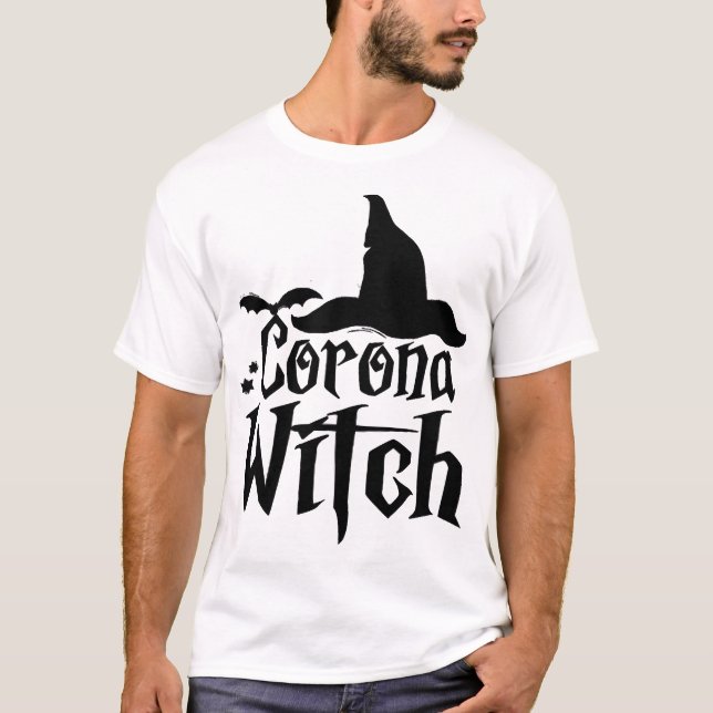 Corona Witch Halloween , Funny Halloween , T-Shirt (Front)