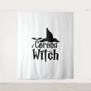 Corona Witch Halloween , Funny Halloween , Tapestry