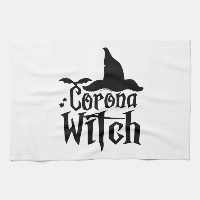 Corona Witch Halloween , Funny Halloween , Tea Towel (Horizontal)
