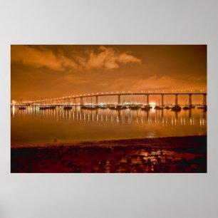 Coronado Bay Bridge At Night Poster