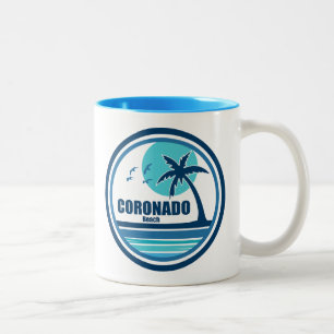 Coronado Beach California Palm Tree Birds Two-Tone Coffee Mug