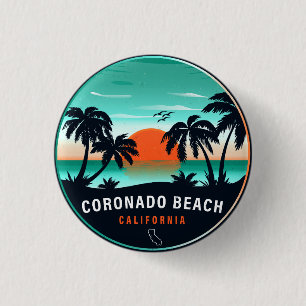Coronado Beach California Retro Sunset Souvenirs 3 Cm Round Badge