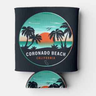 Coronado Beach California Retro Sunset Souvenirs Can Cooler