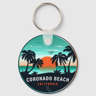 Coronado Beach California Retro Sunset Souvenirs Key Ring