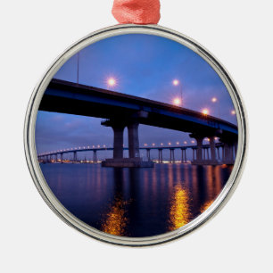 Coronado Bridge at Dusk Metal Tree Decoration