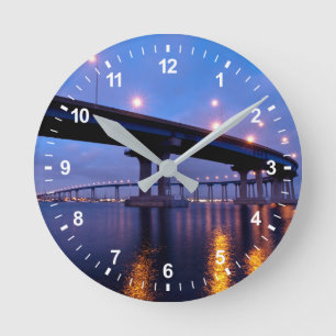 Coronado Bridge at Dusk Round Clock